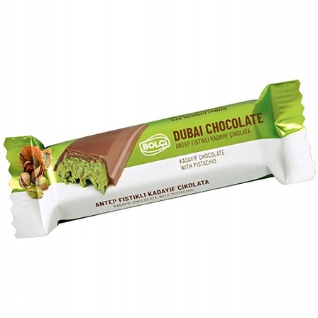 Bolci Tyčinka Čokoláda Dubajská mléčná s pistáciemi Kataif 30g 24 kusů