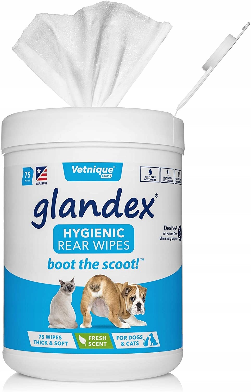 Glandex Pet Wipes Hygienické ubrousky pro psy a kočky, balení 75ks