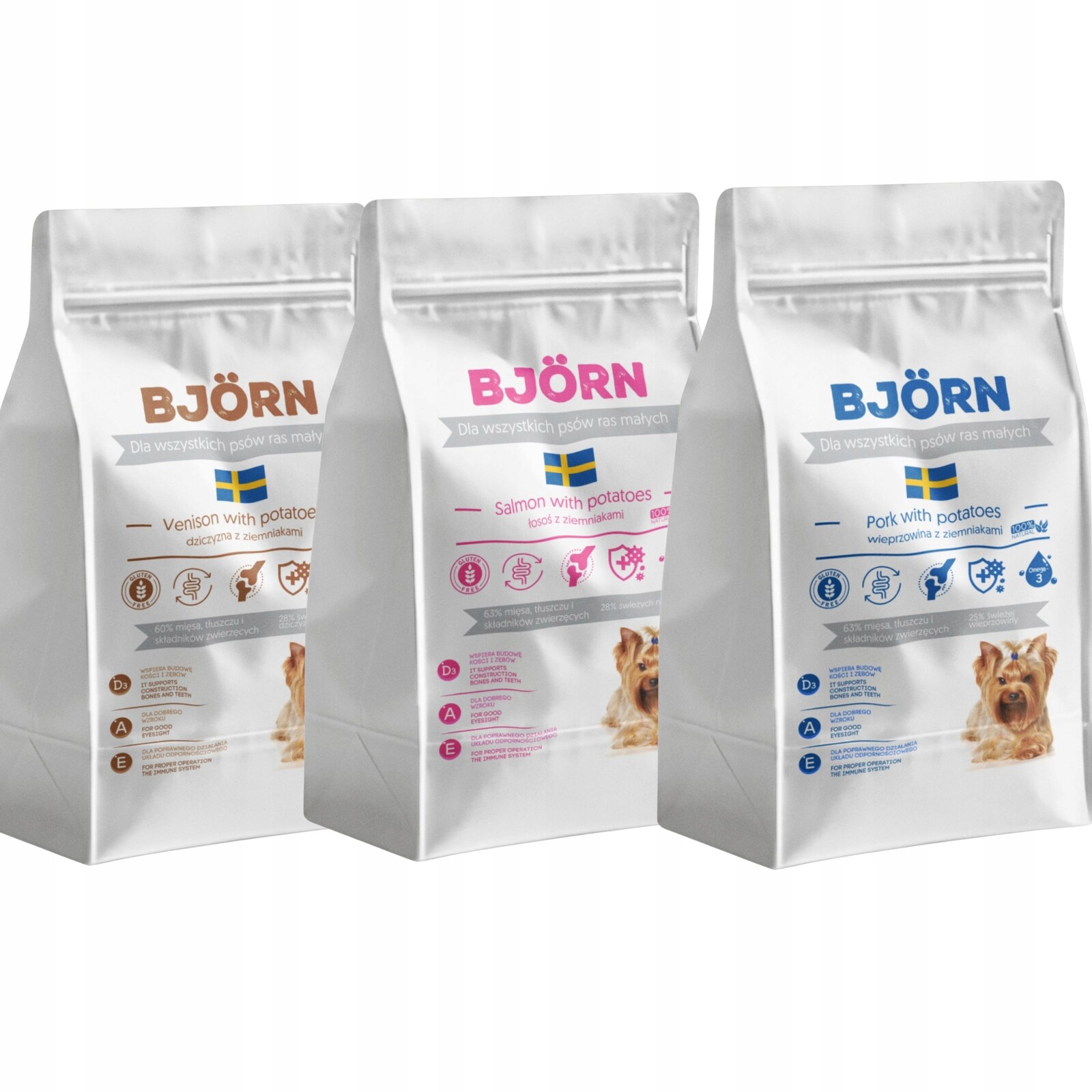 Krmivo Pro Psy Malých Plemen Björn Sensitive Adult Bez Obilovin 3 x 1,5 Kg MIX