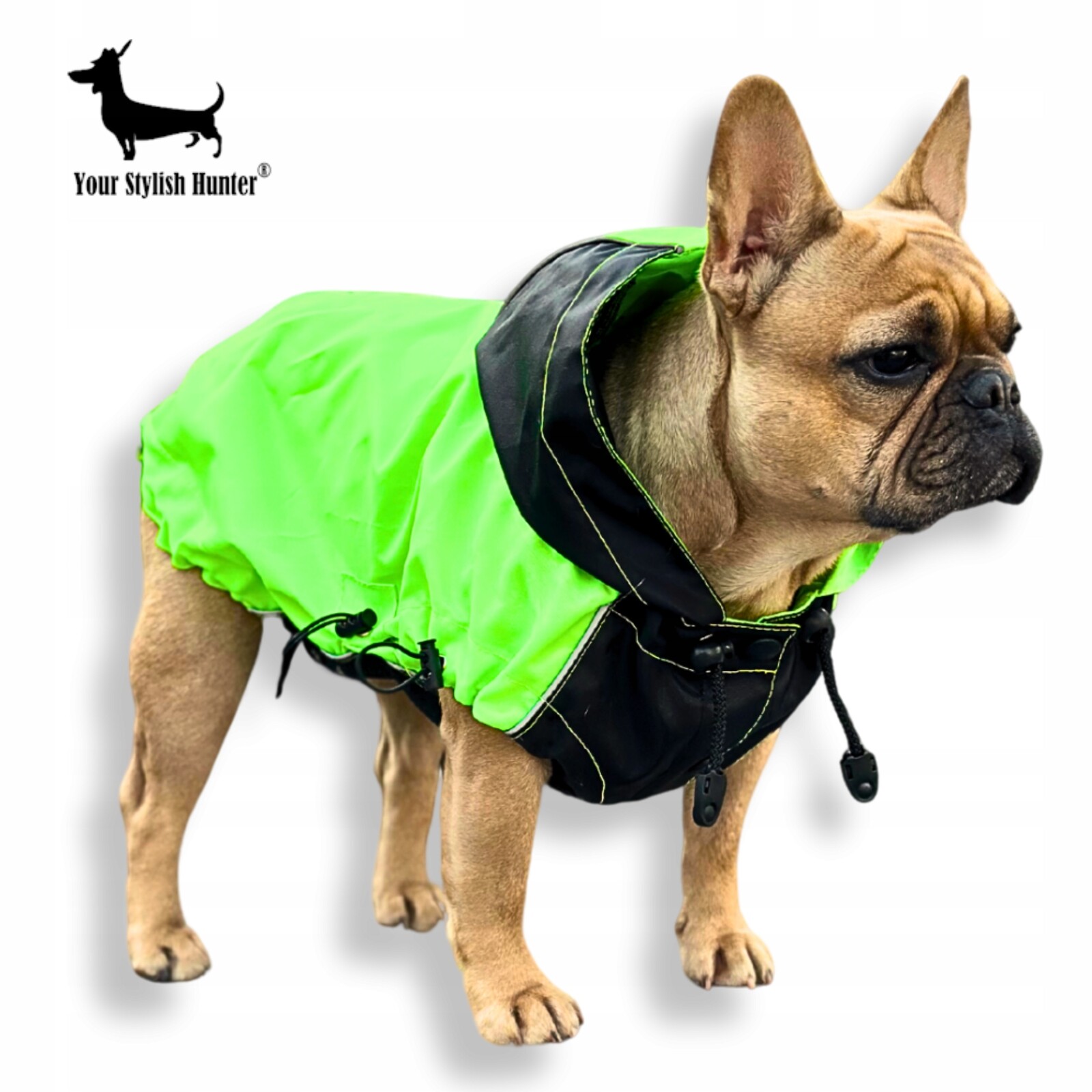 Pláštěnka bez podšívky s kapucí francouzský buldoček mops L