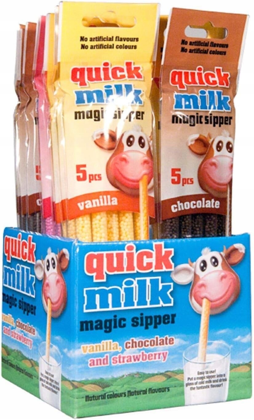 Sada Quick Milk Chutné brčka na mléko Mix Chutí 20 g 20 ks