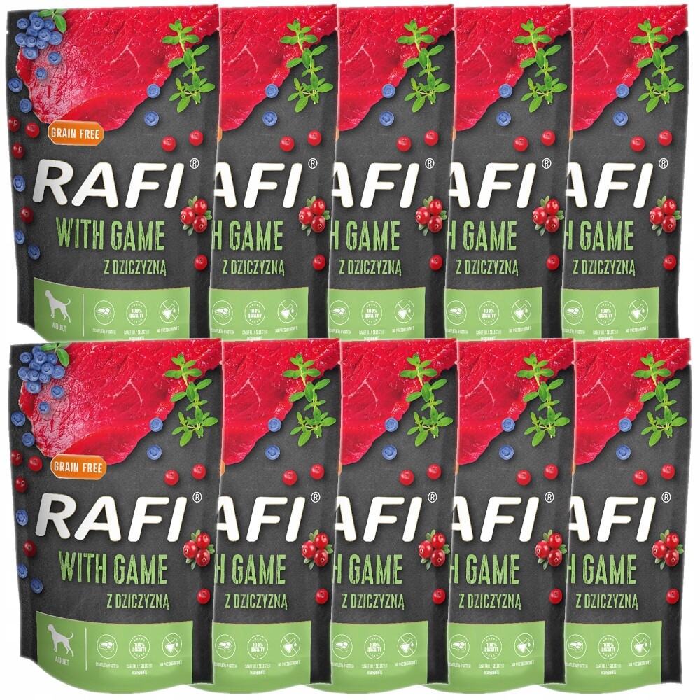 Vlhké krmivo pro psa Dolina Noteci Rafi zvěřina borůvka brusinky 10x500g