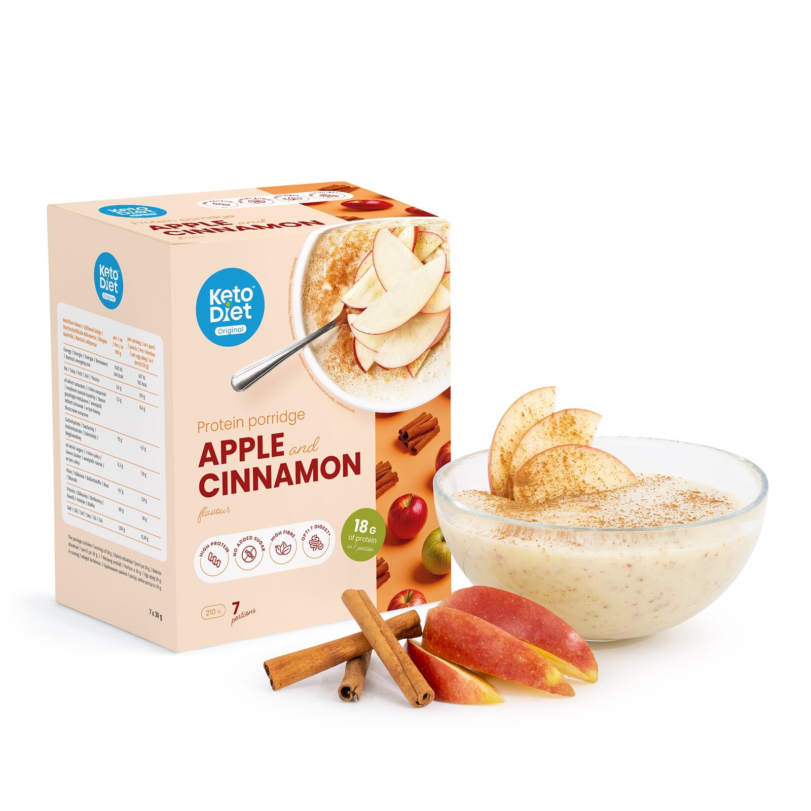 Proteinová kaše jablko a skořice (7 porcí)