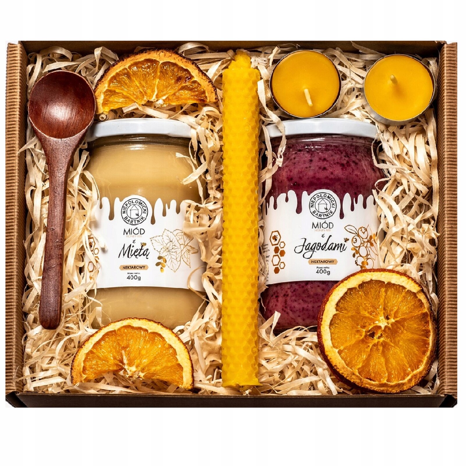 Dárková Sada Med 2x400g S Ovocem Ochucený Jako dárek Voskové Svíčky