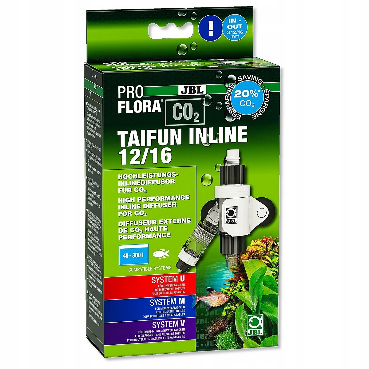 Difuzér Reaktor CO2 Inline Akvárium Hadice 12/16 MM Počítadlo Bublin