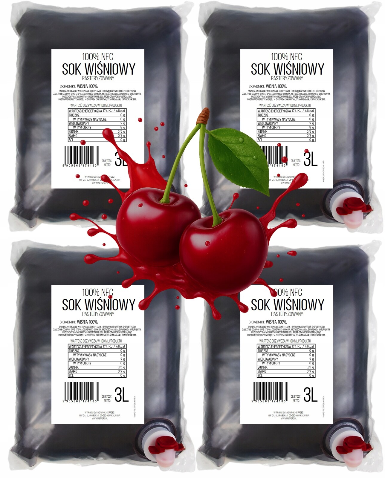 Třešňový džus 100% 3L Nfc Pure Press Višeň 4x3L