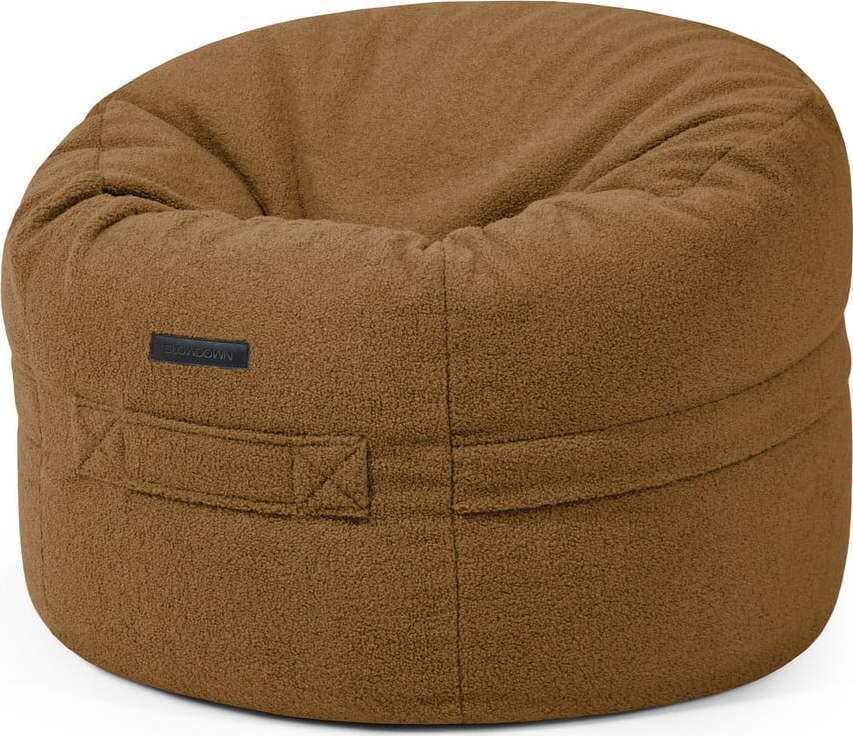 Hnědý dětský sedací vak z textilie bouclé Roll 80 – SLOWDOWN