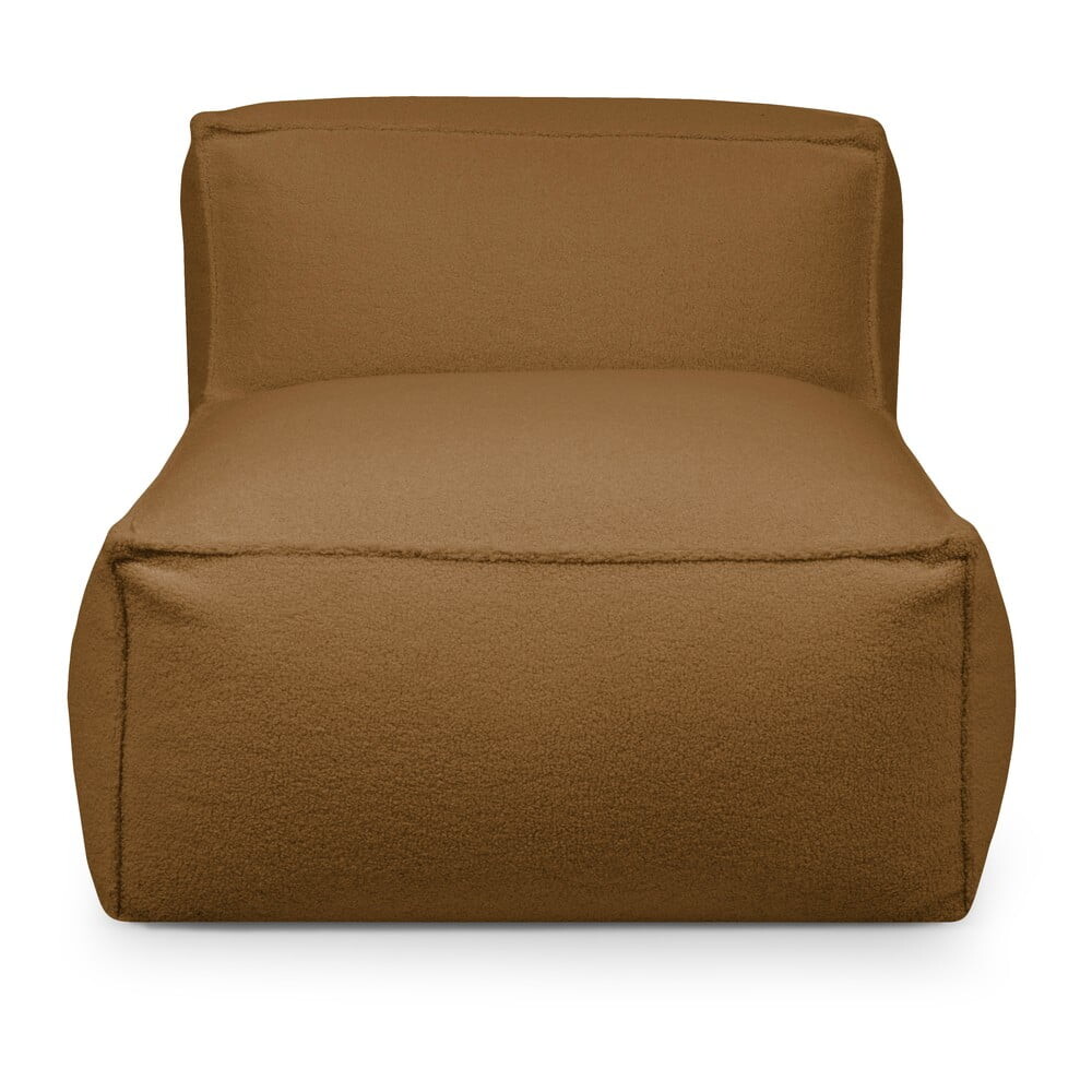 Hnědý sedací vak z textilie bouclé Mass Open Modul 90 – SLOWDOWN