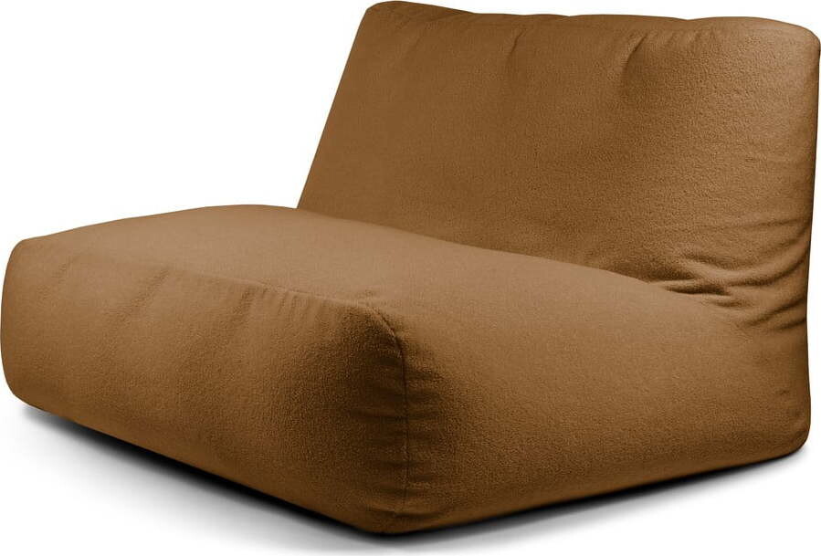 Hnědý sedací vak z textilie bouclé Sofa Tube – SLOWDOWN