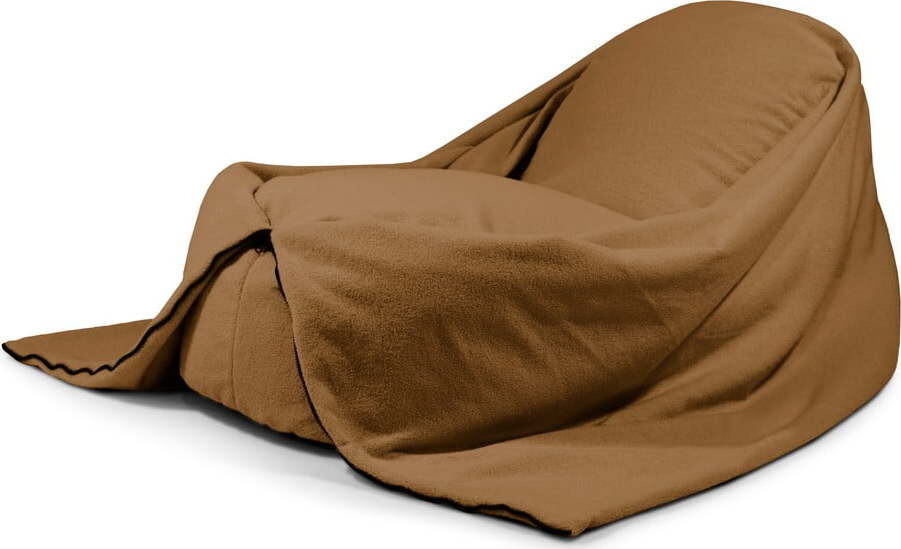 Hnědý dětský sedací vak z textilie bouclé Cocoon 120 – SLOWDOWN
