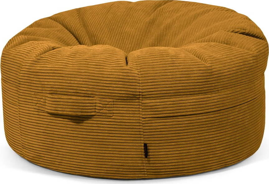 Manšestrový sedací vak v hořčicové barvě Roll 105 – SLOWDOWN