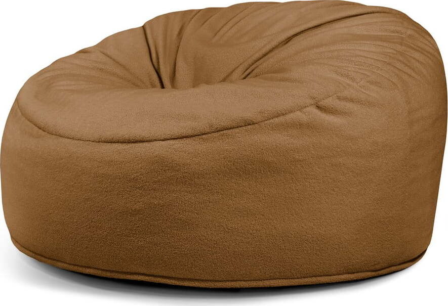 Hnědý sedací vak z textilie bouclé Om 135 – SLOWDOWN