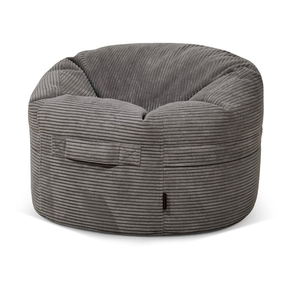 Tmavě šedý manšestrový dětský sedací vak Roll 80 – SLOWDOWN