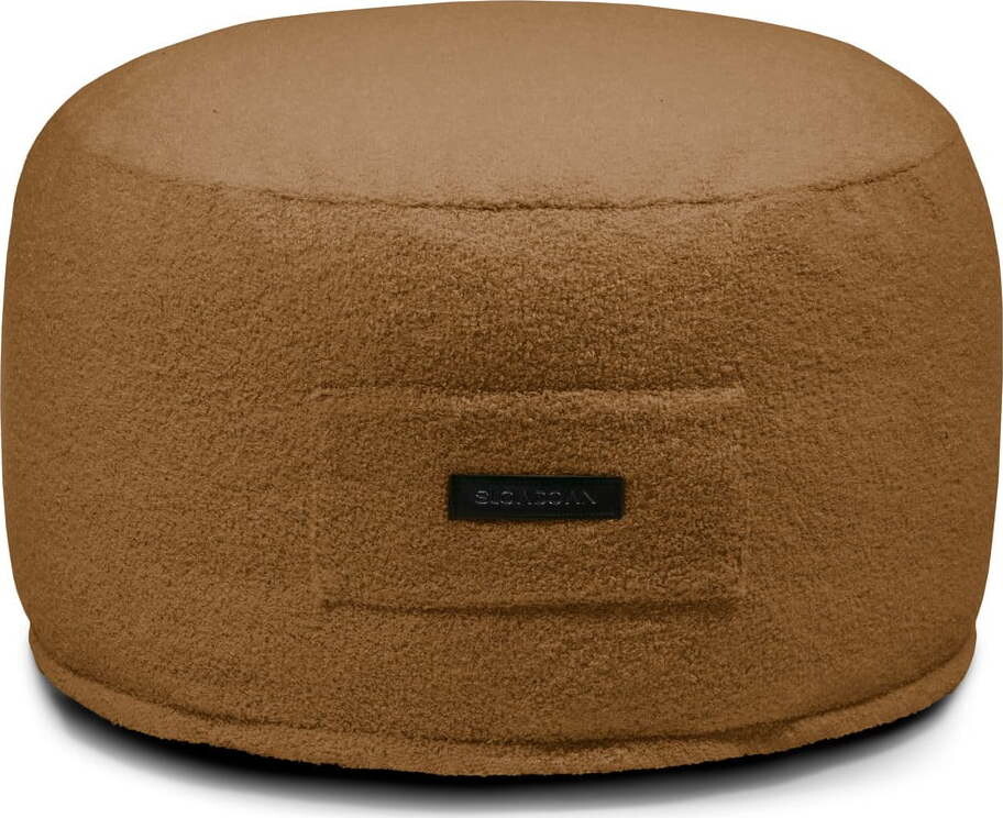 Hnědý taburet z textilie bouclé Om 60 – SLOWDOWN