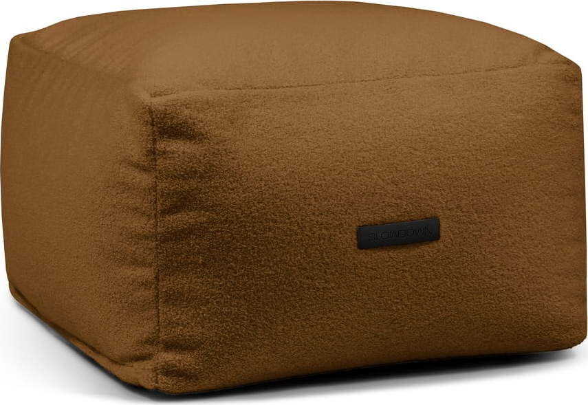 Hnědý sedací vak z textilie bouclé Softbox MooG – SLOWDOWN