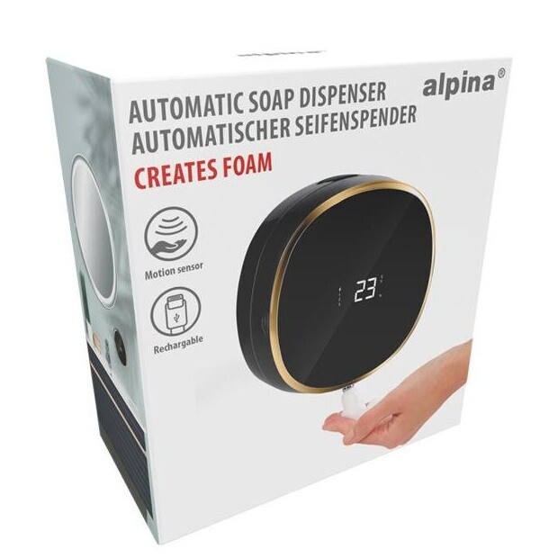ALPINA Bezdotykový dávkovač mýdla automatický černá / zlatá ED-233367zlat