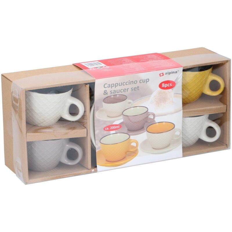 ALPINA Hrnek na cappuccino s podšálkem sada 4 ks 200 ml ED-219228