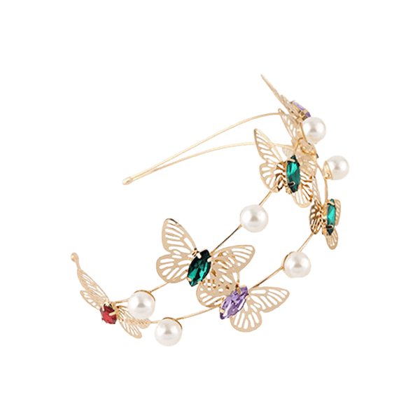 PINK - Dvojitá čelenka MOTÝL s drahokamy