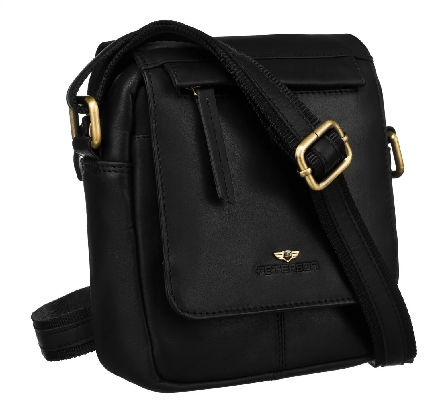Módní pánská kožená crossbody taška Peterson Sachir, černá