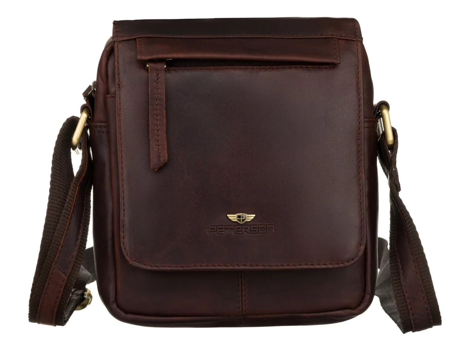 Módní pánská kožená crossbody taška Peterson Sachir, hnědá