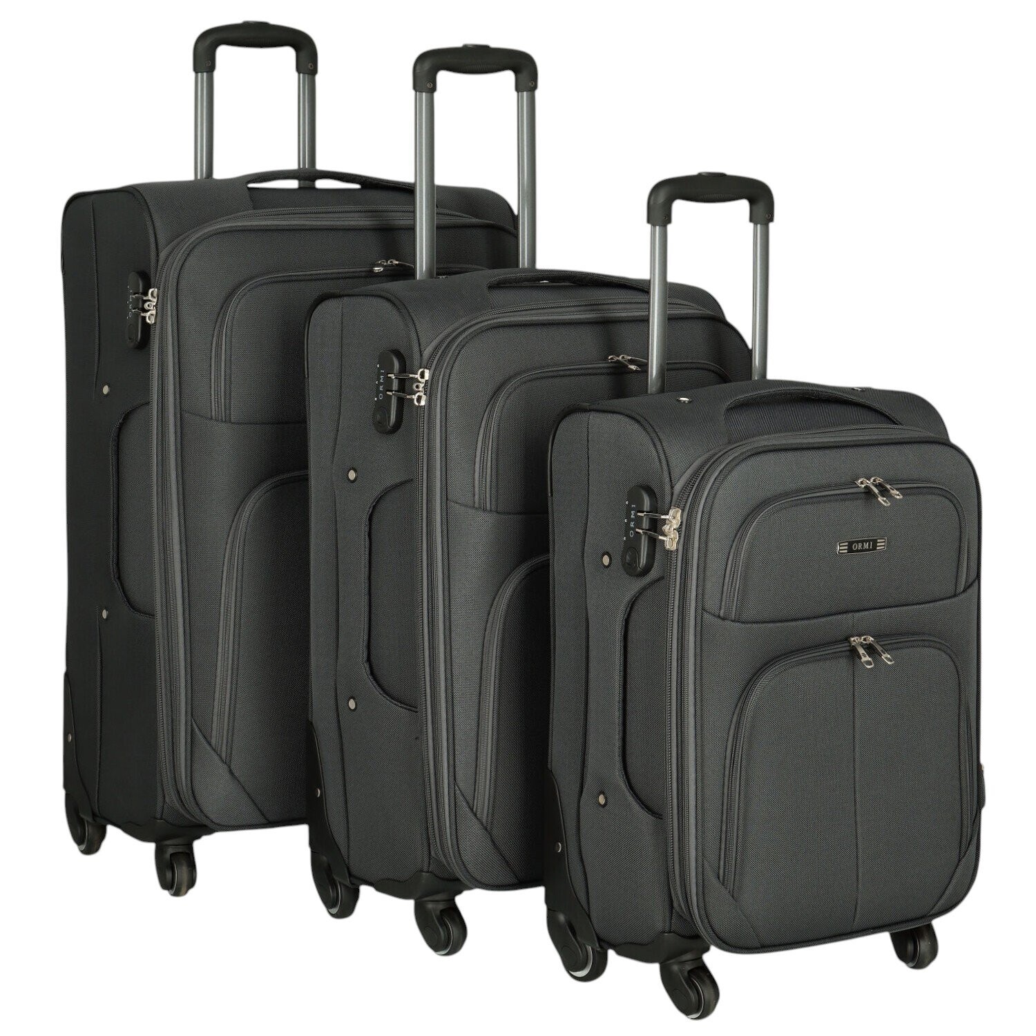 Cestovní látkový kufr Alyss velikost SADA, tmavě šedý