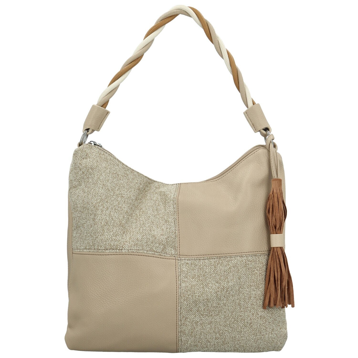 Stylová dámská koženková kabelka na rameno Sonja, tmavě béžová