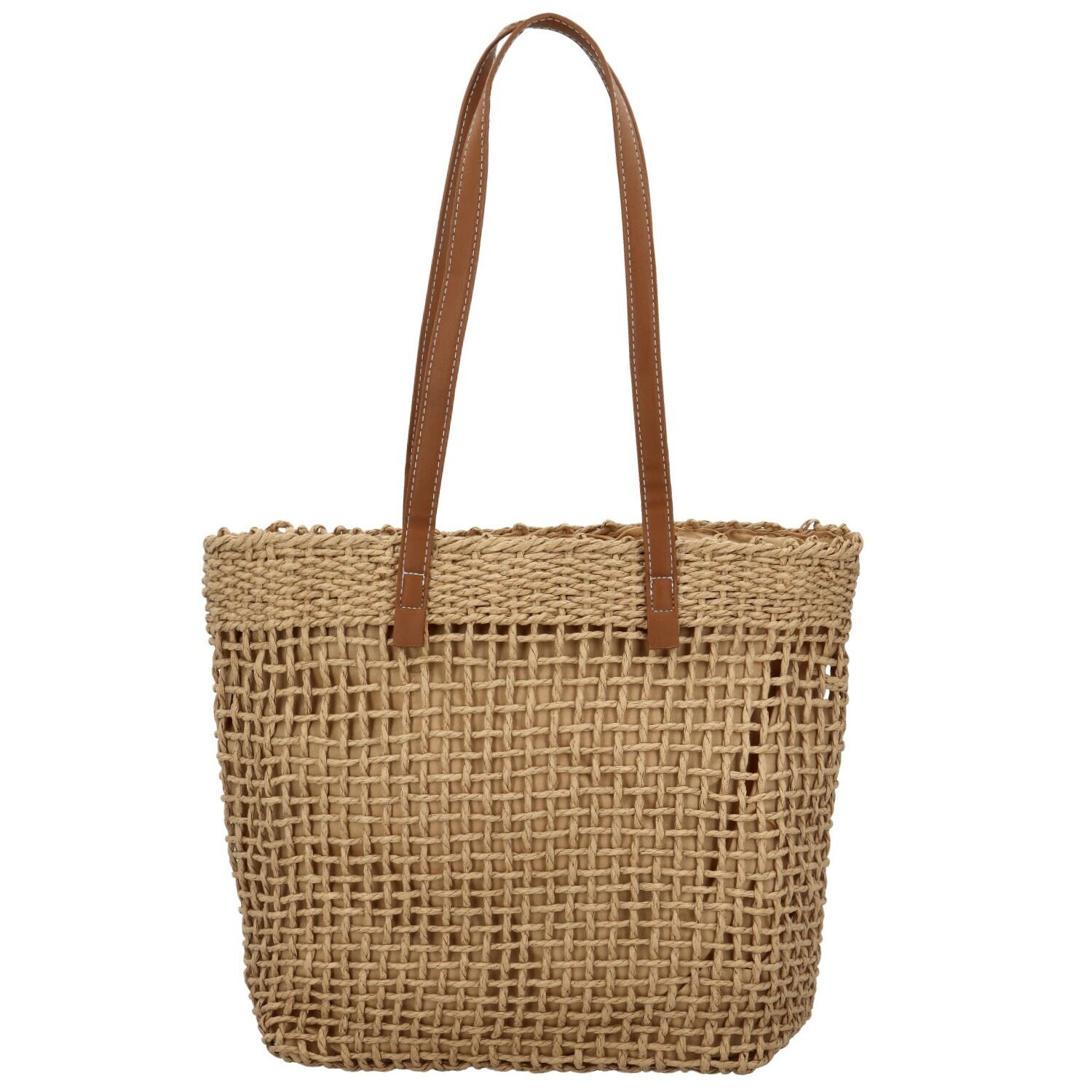 Módní dámská slaměná kabelka na rameno Rosaly, béžová