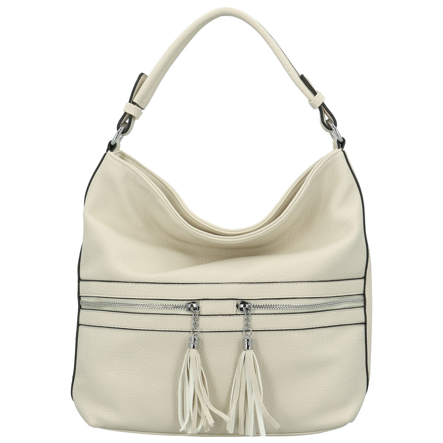 Trendy dámská koženková kabelka na rameno Birgit, krémová