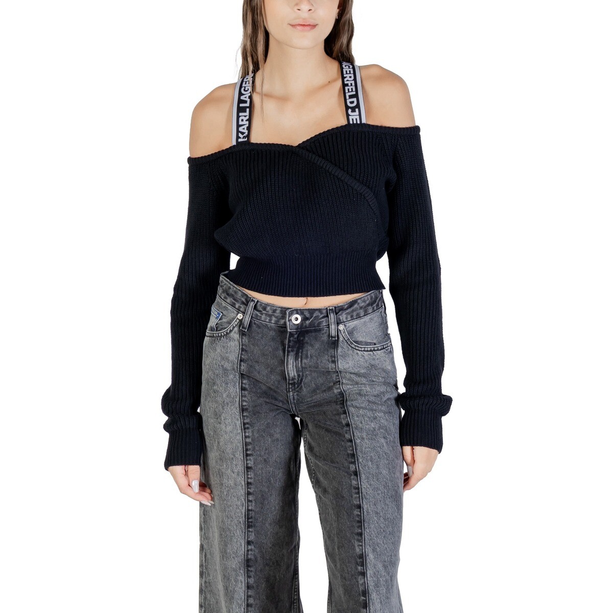 Karl Lagerfeld  KLJ CUT-OUT SWEATER A3W18009  Černá