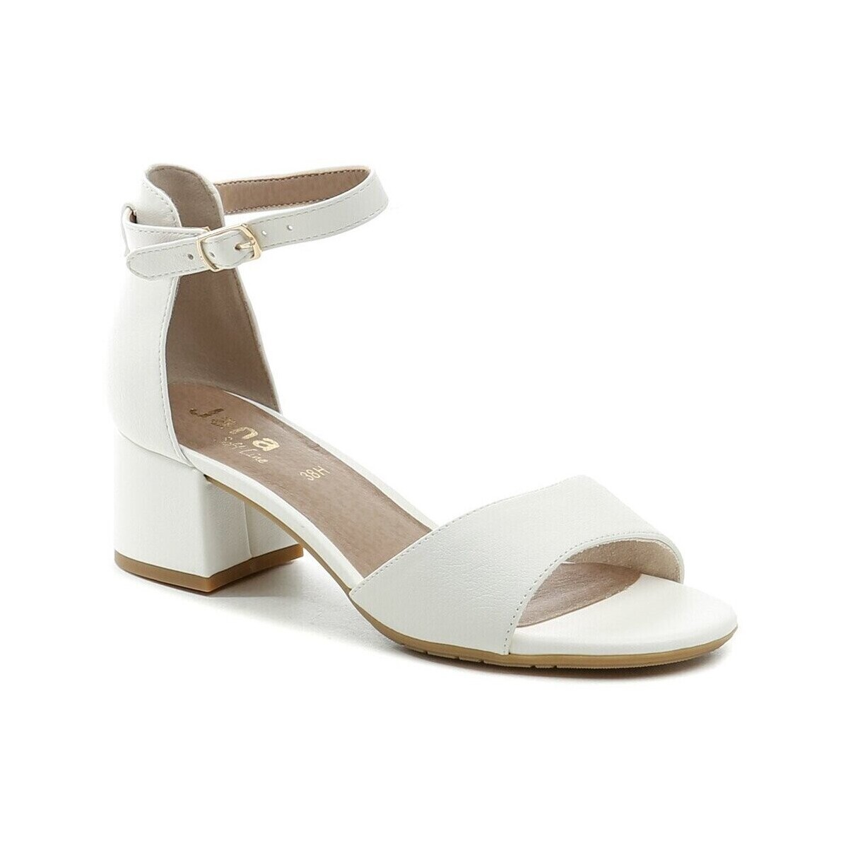Jana  8-28361-42 bílé dámské sandály na podpatku šíře H  Bílá