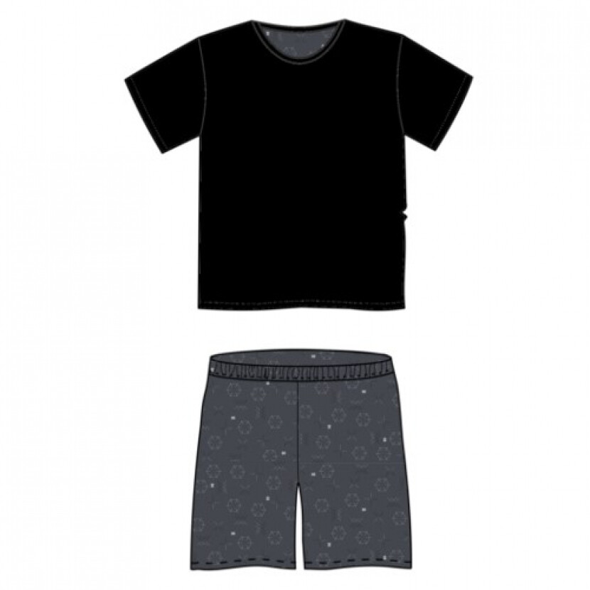 Pyžamo pánské Lonka Ventor krátký rukáv - černé-šedé, M