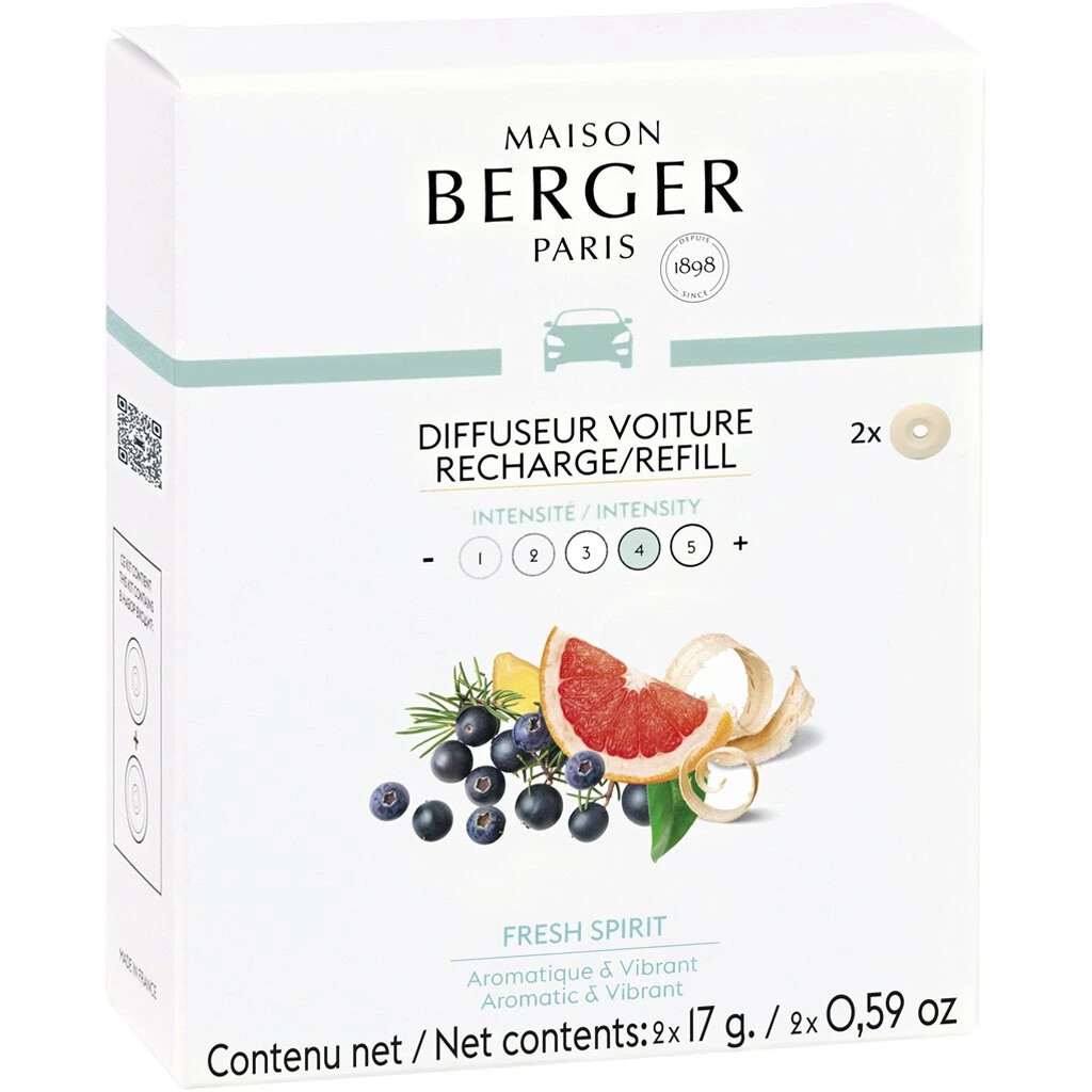 Maison Berger Paris Náhradní náplň do difuzéru do auta Fresh Spirit (Car Diffuser Recharge/Refill) 2 ks