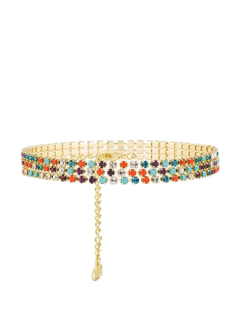 Preciosa Pozlacený trojitý náramek s barevným českým křišťálem Preciosa Glowline Royal Lagoon 2572Y70