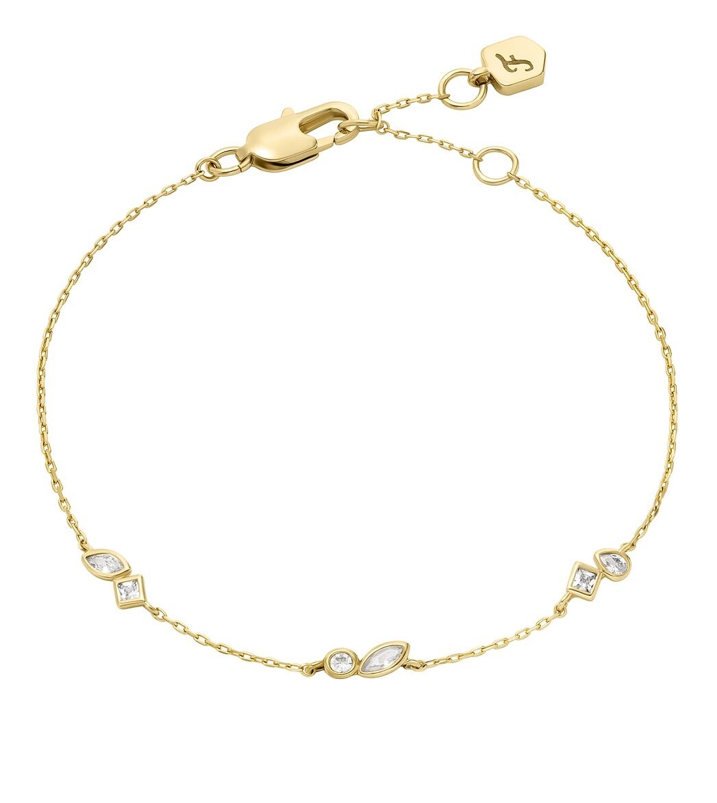 Fossil Jemný pozlacený náramek s krystaly JA7288710