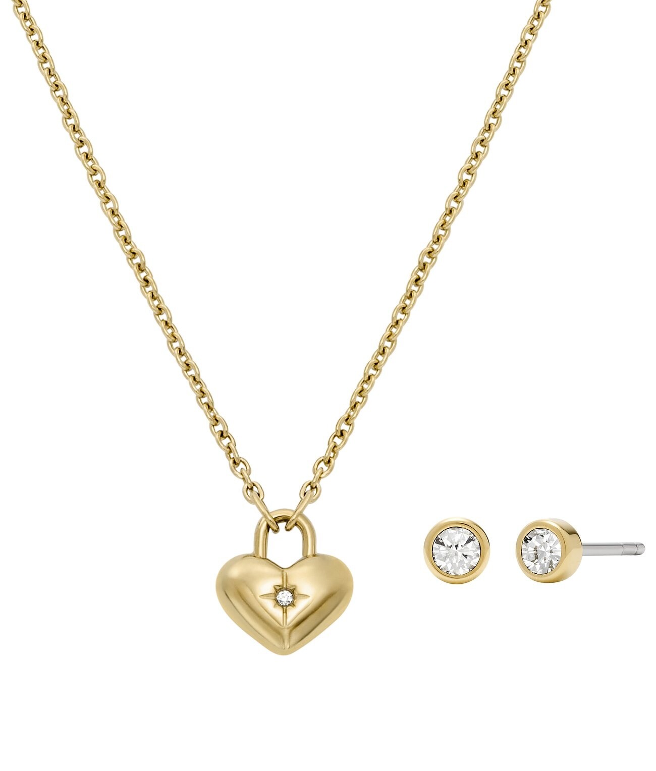 Fossil Půvabný set pozlacených šperků JF04881SET (náhrdelník, náušnice)