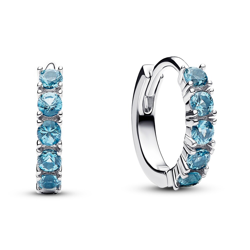 Pandora Stříbrné kruhy s modrými krystaly Timeless 293849C01