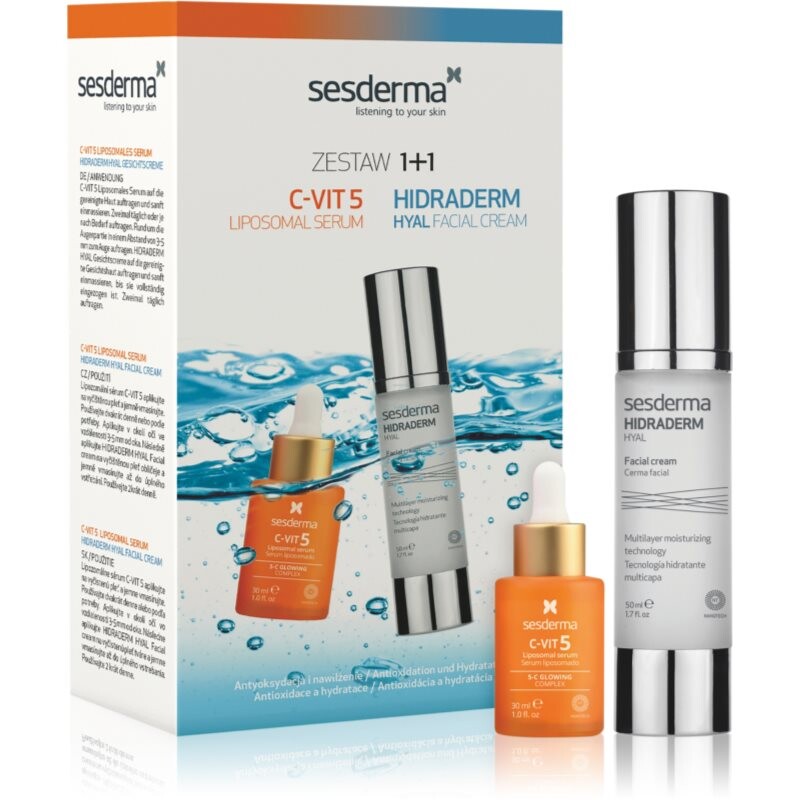 Sesderma Set C-Vit 5 + Hidraderm Hyal dárková sada pro rozjasnění a hydrataci 2 ks