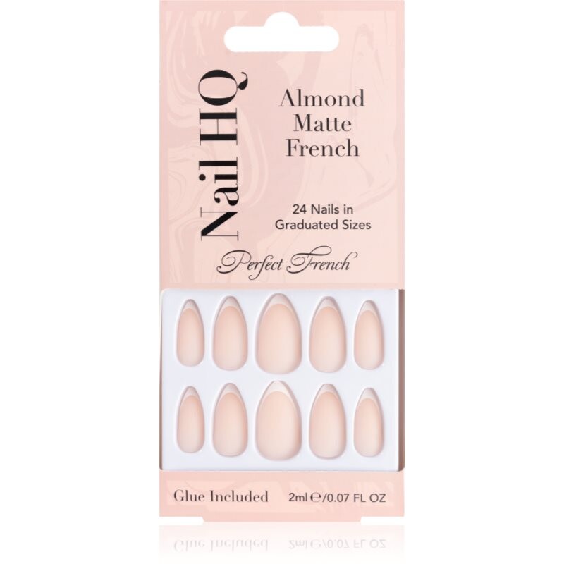 Nail HQ Almond Matte French umělé nehty s lepidlem 24 ks