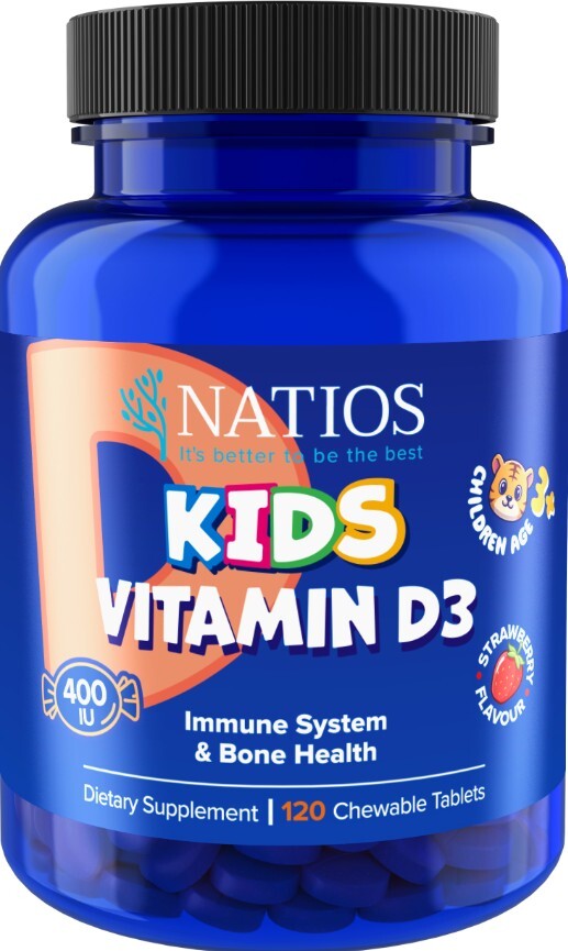 Natios Kids Vitamin D3 400 IU 120 jahodových tabletek
