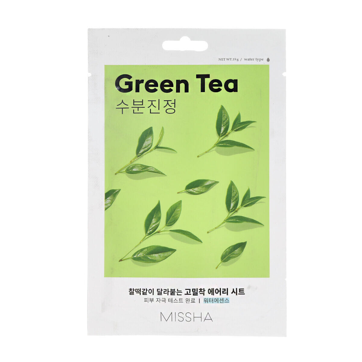 Missha Airy Fit Sheet Mask Green Tea zklidňující textilní maska na pleť 19 g unisex
