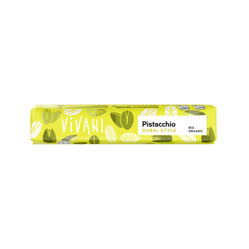 Tyčinka mléčná čokoláda Pistacchio Dubai style 40 g BIO VIVANI