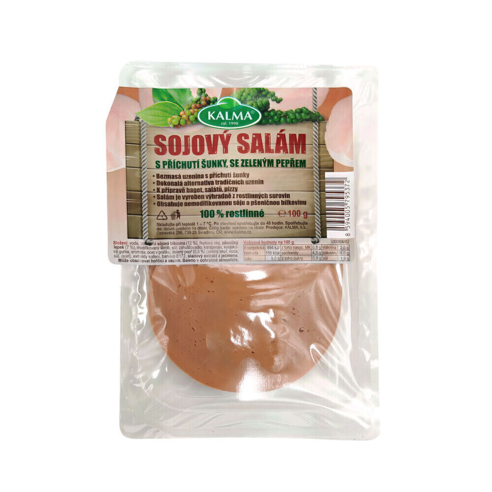 Plátky sójové s příchutí šunka s pepřem 100 g   KALMA