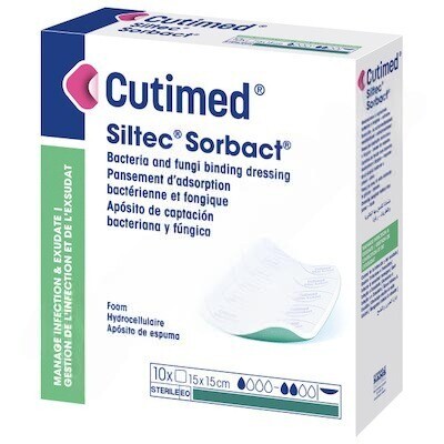 Cutimed Siltec Sorbact B antimikrobiální krytí sterilní 15x15cm 10ks