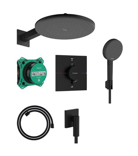 Sprchový systém Hansgrohe Raindance Alive S s termostatickou baterií matná černá 24630670