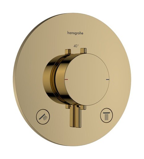 Sprchová a vanová baterie Hansgrohe Ecostat Comfort S bez podomítkového tělesa leštěný vzhled zlata 33715990