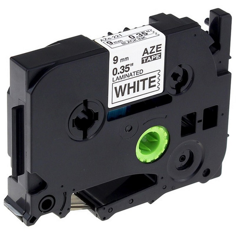 Kompatibilní páska s Brother TZe-FA221, 9mm x 3m, černý tisk / bílý podklad, zažehlovací