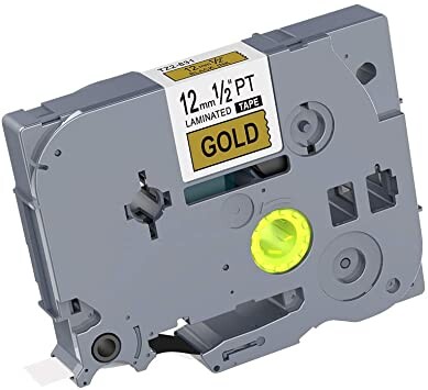 Kompatibilní páska s Brother TZe-FA234, 12mm x 3m, zlatý tisk / bílý podklad, zažehlovací