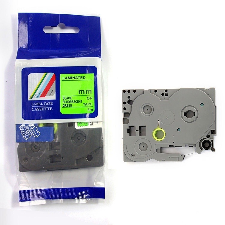 Kompatibilní páska s Brother HGe-D41, signální 18mm x 8m, černý tisk/zelený podklad, vysokorychlostní