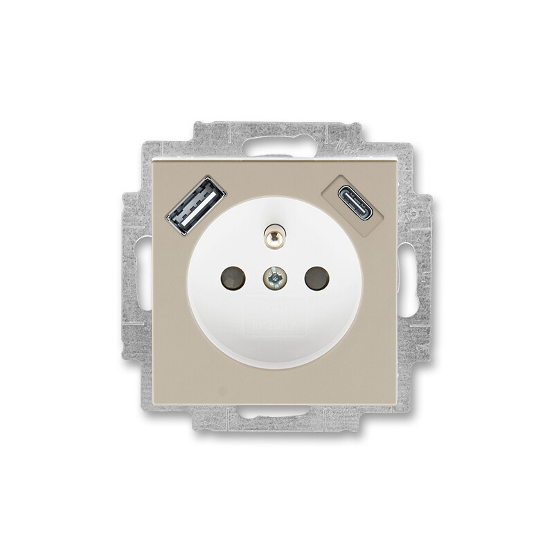 Zásuvka 230 V s USB jednonásobná ABB Levit macchiato, bílá