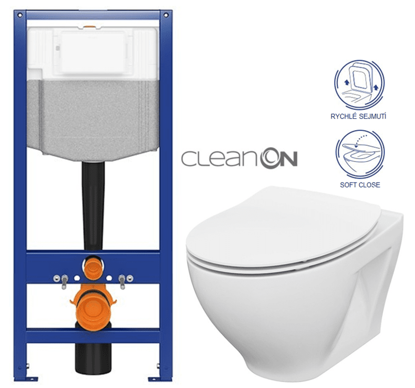 AKCE/SET CERSANIT předstěnový instalační systém bez tlačítka + WC CERSANIT CLEANON MODUO + SEDÁTKO K97-526 X MO1
